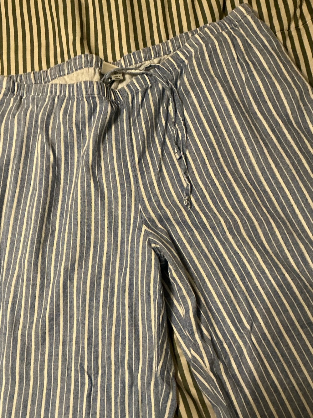 A new day Blue and White Striped Drawstring women’s linen pants